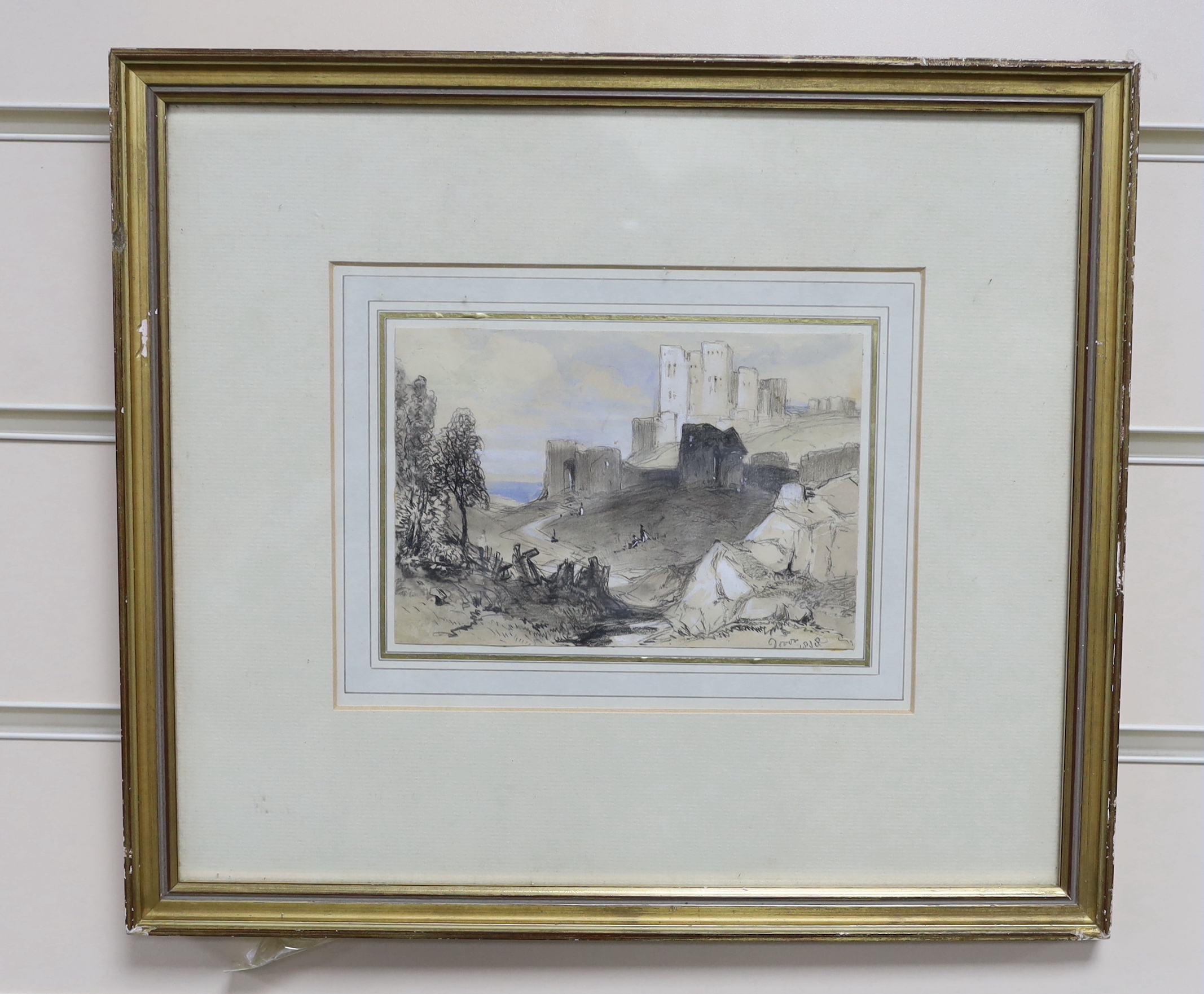 James Duffield Harding (1798-1863), watercolour, pencil and chalk, Dover Castle, inscribed, details verso, 10x15cm